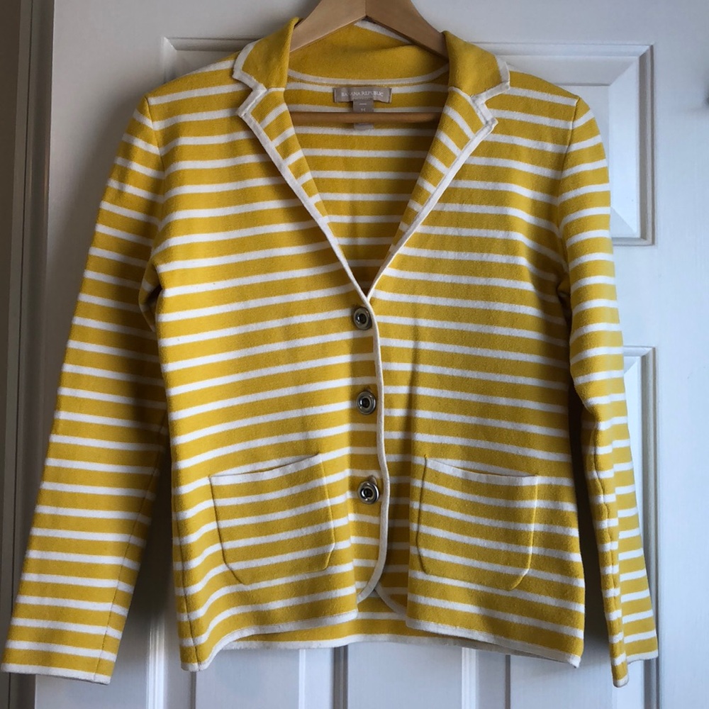 Banana Republic marigold & white striped blazer